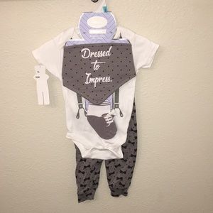 Baby Boy Dressed to Impress Suspenders and Tie 4 Piece Outfit